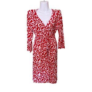 Tahari Arthur S. Levine Womens Red & White Printed Wrap Dress Size 12